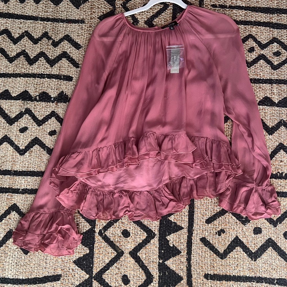 J. Crew Mauve Ruffled Blouse